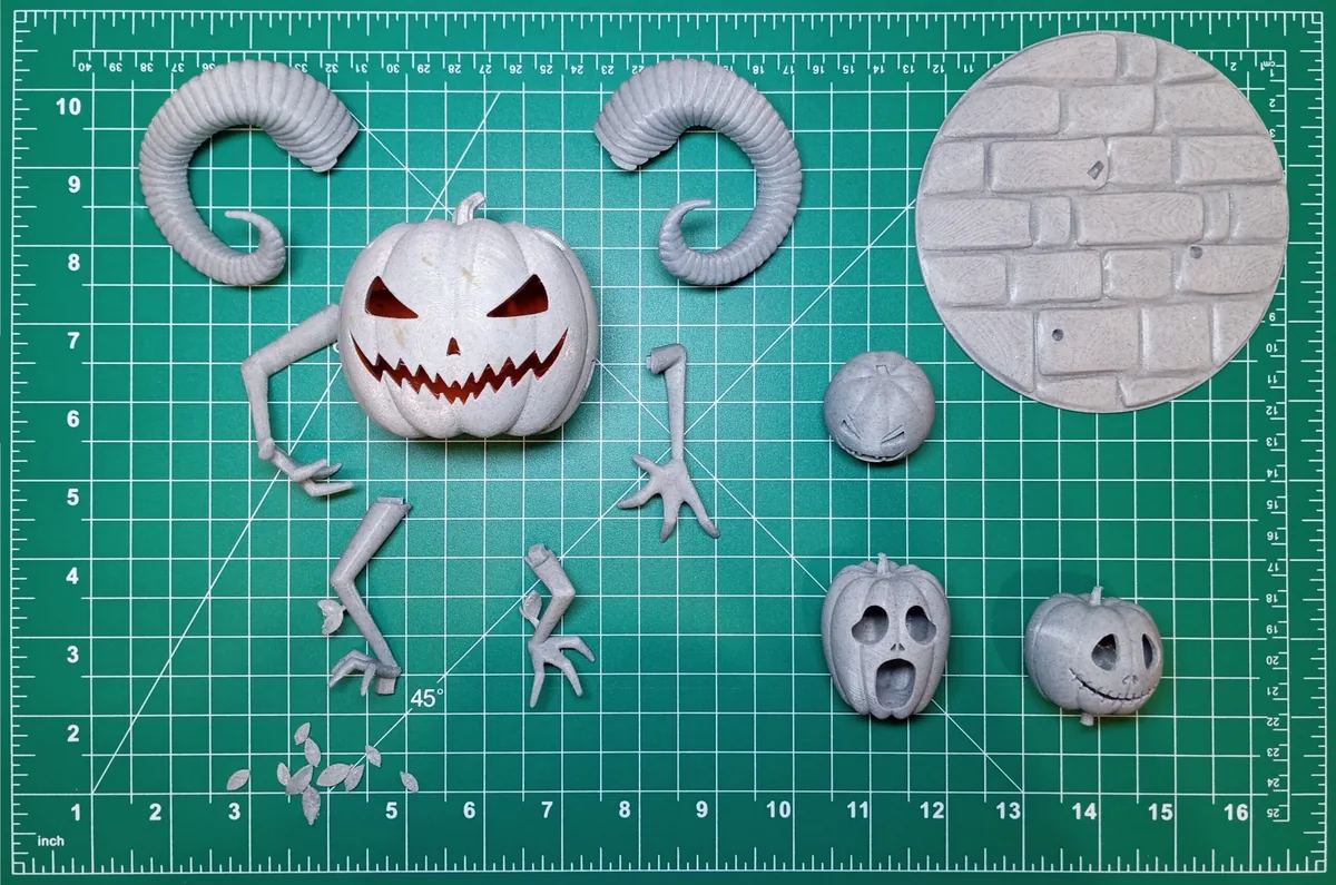 Collection of 3D printed parts, various materials
