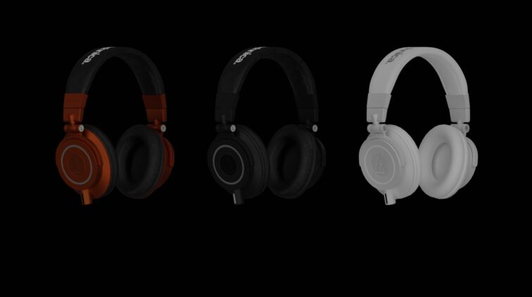 Kõrvaklappide 3D renderdus erinevates värvides